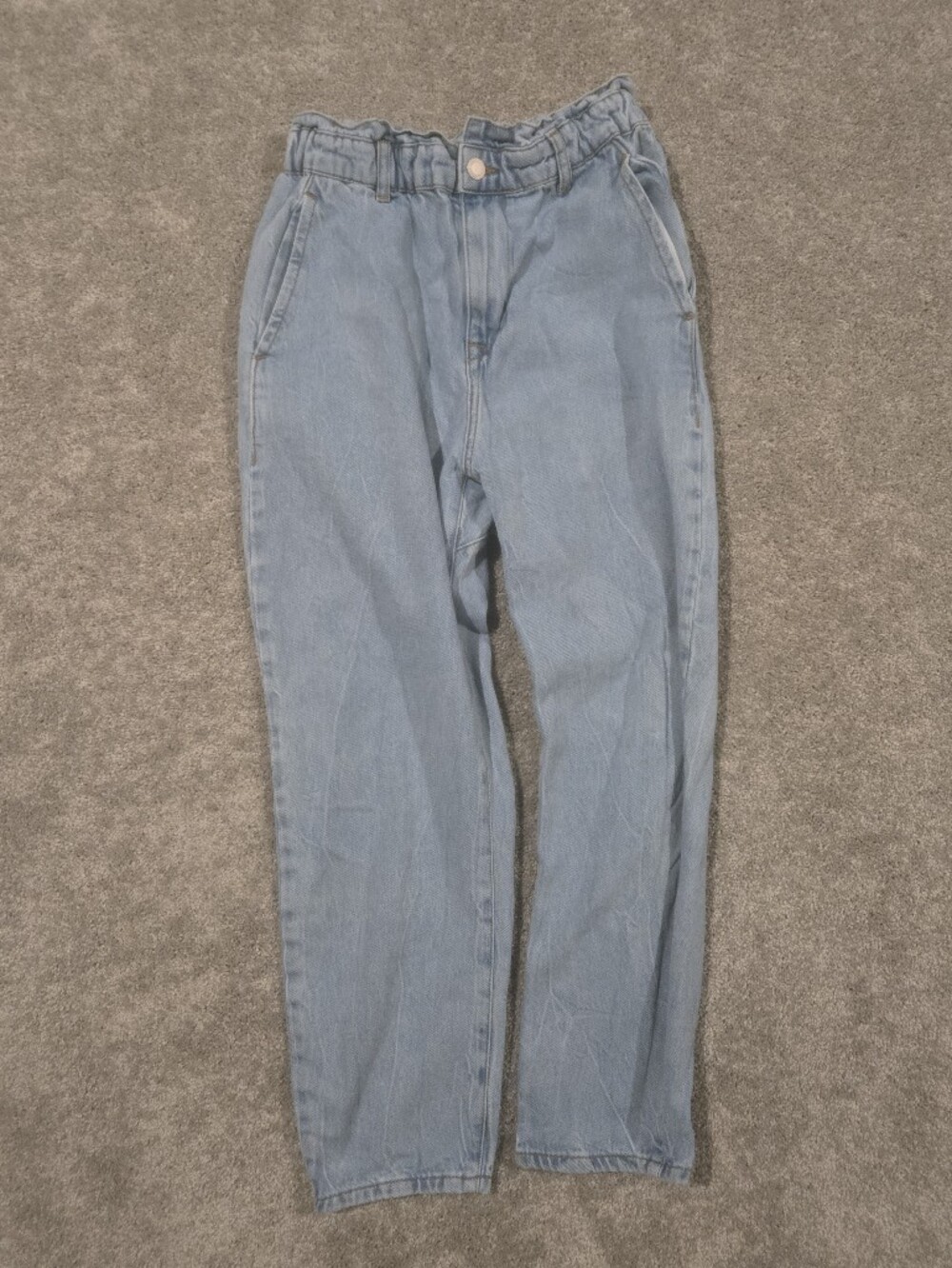 Zara Paperbag Waist Light Wash Tapered Mom Jeans Size 6 (EUR 38)